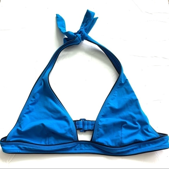 Old Navy Blue & Black Triangle Bikini Swimsuit Top size Small - Picture 1 of 9